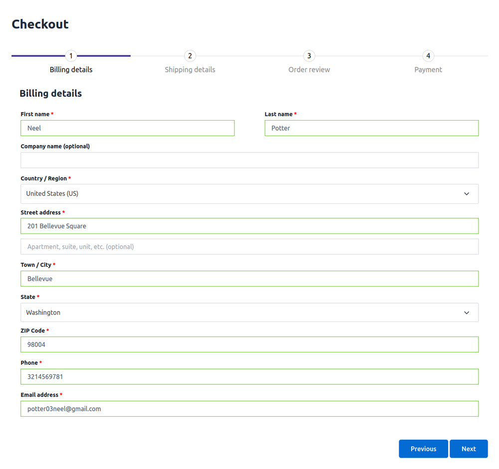 MultiStep Final Checkout