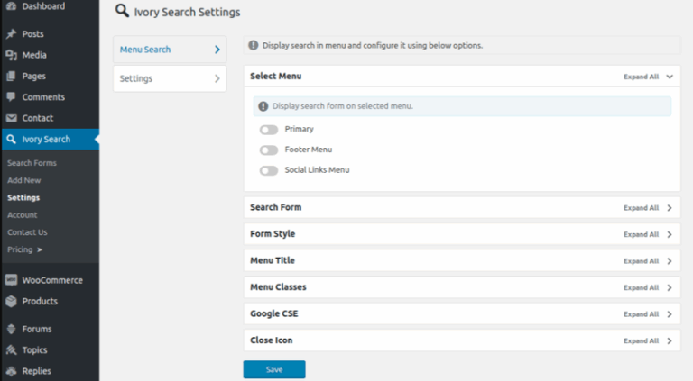 Ivory Search Screenshot