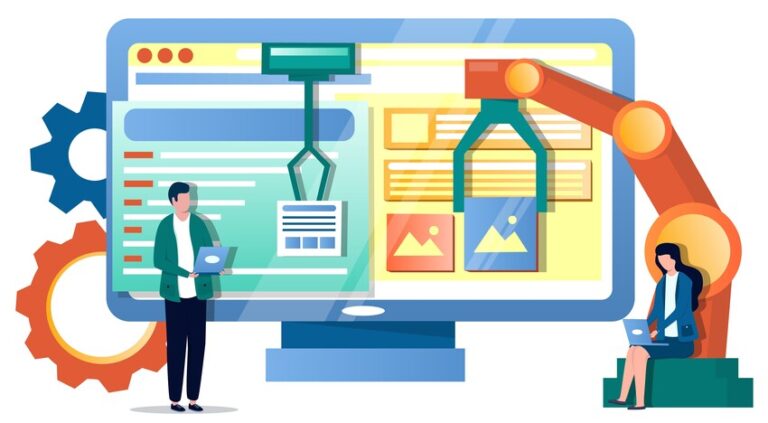 IT process automation vector concept for web banner, website page