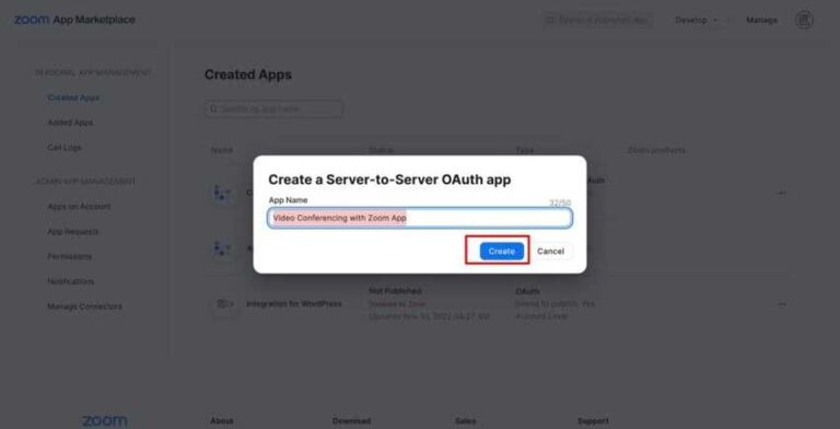 Create Server-to-Server OAuth