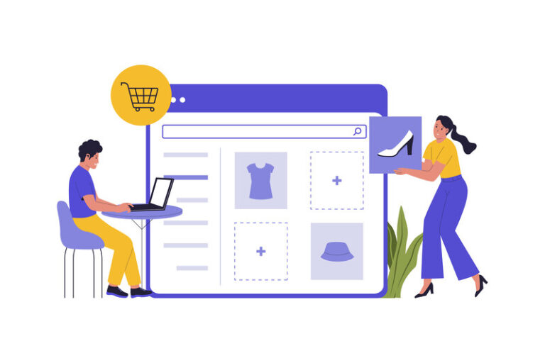 Conclusion - Team Developing E-commerce Website Illustration.