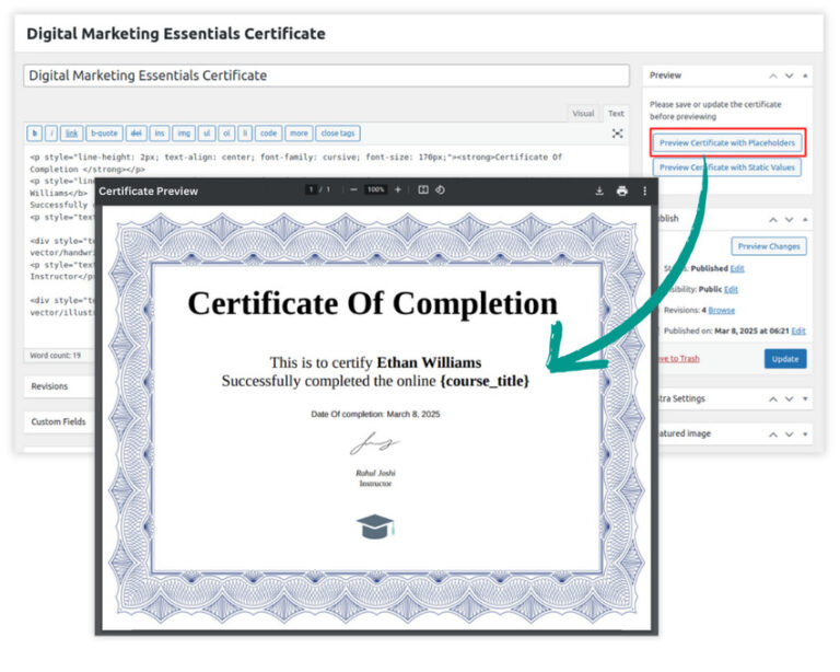 Certificate Preview