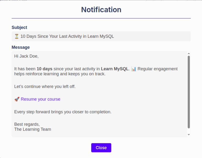 notification-popup with message
